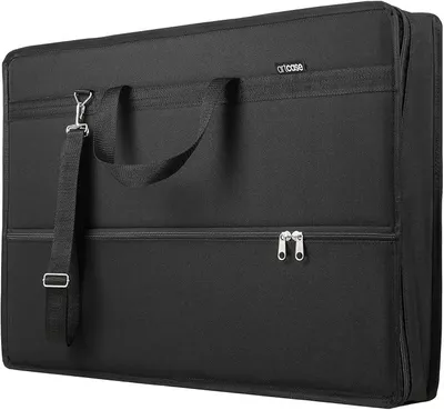 Produktbild von artcase max DIN A2 - Artist Portfolio case, hardcover Drawing Folder DINA2, Document Transport Bag, 70 x 49 x 8 cm, Storage Art case, Waterproof, Polyester, Large Format, Hard-Cover (Black)