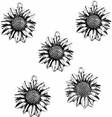 Immagine prodotto di Ciondolo in metallo con girasoli 23x27mm - 5 pz