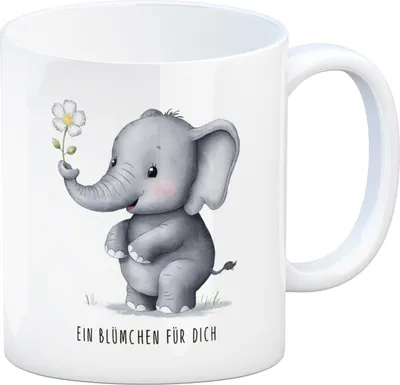 Produktbild von Grauer Elefant - Blümchen für dich Kaffeebecher