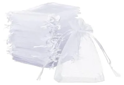 Produktbild von 100 Stück Organzasäckchen Weiß 10x15CM Organzabeutel | Schmuck Hochzeit Lavendel Geschenk Säckchen