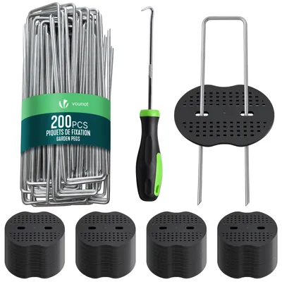 Produktbild von VOUNOT® 200 U-Erdanker Heringe mit 100 Scheiben 150×30 mm Verzinktes Metall