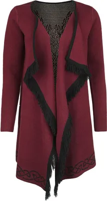 Produktbild von Black Premium by EMP Damen bordeaux Cardigan mit eingestrickten Ornamenten S