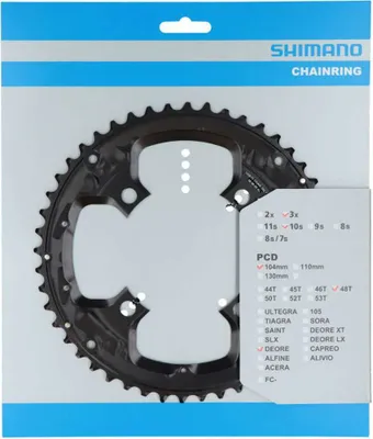 Produktbild von Kettenblatt Deore, FC-T6010 für Kettenschutzring, 48 schwarz, Ø 104 außen, Shimano Teile, Y1WE98010