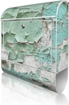 Zdjęcie produktu dla banjado Design Skrzynka pocztowa stalowa biała z przegródką na gazety, malowana proszkowo „Patina Mint” 38 x 46 x 12,5 cm i 2 klucze – skrzynka pocztowa A4 z wrzutnikiem, wraz z materiałami montażowymi [BK 12972]