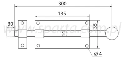 Produktbild von Zasuwka 411-300 Riegel schwarz Metall 300 mm