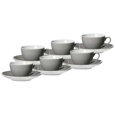Produktbild von Ritzenhoff & Breker DOPPIO Kaffeetasse mit Untertasse 200 ml 6er Set grau