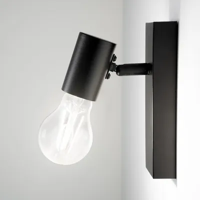 Produktbild von LUMILED Wandleuchte verstellbare Wandlampe 1-flammiger Spot Drehbar, Matte Schwarze Farbe , 1x E27 Fassung max.12 W LED IP20 230V Spotlampe, Wandspot Spots rund Downlight