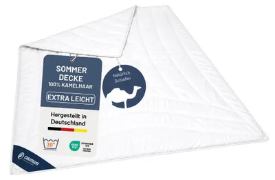Produktbild von Kamelhaardecke 155x220 cm, extra leichte Sommerdecke, Bettdecke 100% Kamelflaumhaar, CASIMUM