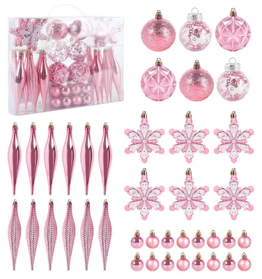 40 Weihnachtsbaumkugeln rosa Glitzer bruchsicher