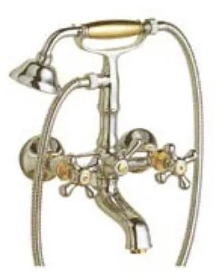 Produktbild von Demm Badewannenarmatur Zweigriff Aufputz Handbrause mit Metallbrauseschlauch ,5804, 04131.045.C