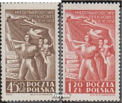 Produktbild von Briefmarken Polen 1952 Mi 724-725 (kompl.Ausg.) gestempelt Frauentag