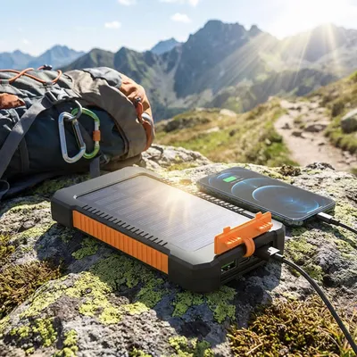 Produktbild von Solar-Powerbank 8.000 mAh IP65: Robust, 2x USB-A, LED-Licht – Eine Outdoor-Ladestation für Smartphone & Tablet auf jeder Tour