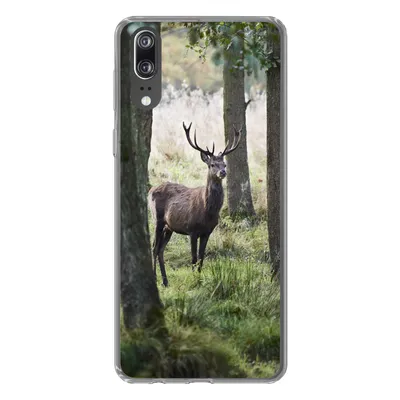 Produktbild von MuchoWow® Handyhülle Schutzhülle Hülle für Huawei P20 Hirsche - Bäume - Gras Silikon Softcase Handy Hülle - Hardcover
