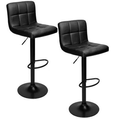 Produktbild von Viking 2 Stück Barhocker COSMO Kunstleder Schwarz Drehhocker Höhenverstellung Fußstütze SET