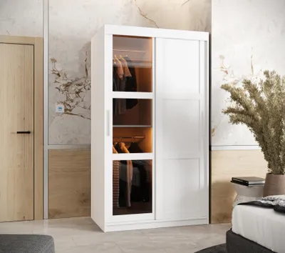 Produktbild von Kleiderschrank KATIE 2 - 100 cm, weiß/silber