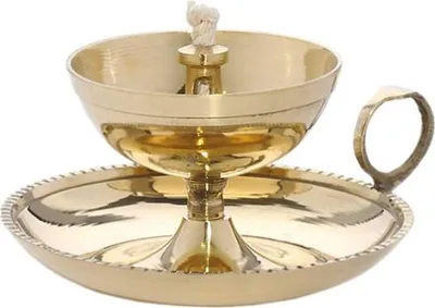 Produktbild von Ghee Lampe Öllampe mit Docht Handarbeit Messing Haus Garten Gold Groß Neu 1578