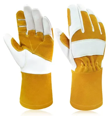 Schweißhandschuhe Rindsleder, lang, 360°C, EN407, EN12477, Größe M