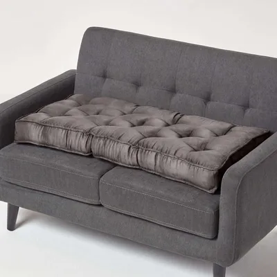 Produktbild von HOMESCAPES Sofa-Auflage 100 x 48 cm mit Veloursbezug - dickes Sitzkissen grau