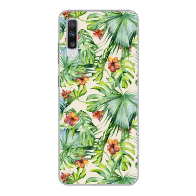 Produktbild von MuchoWow® Handyhülle Schutzhülle Hülle für Samsung Galaxy A70 Blume - Blatt - Muster Silikon Softcase Handy Hülle - Schutzhaube