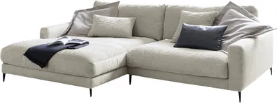 Produktbild von KAWOLA Ecksofa CARA Sofa Recamiere links Cord cremeweiß