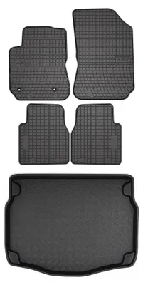 Zdjęcie produktu dla Dywaniki gumowe + mata bagażnika do Citroen C4 Cactus 2014-2018 (standardowy bagażnik) – czarne, dopasowane – Wielganizator SolidPRO