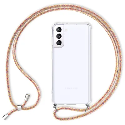 Produktbild von NALIA Klare Handy Hülle mit Kette für Samsung Galaxy S21 Plus, Band Case Cover Regenbogen