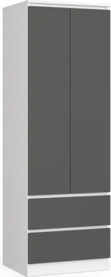 Immagine prodotto di Armadio a 2 ante e 2 cassetti (L:60cm / H:180cm / P:51cm) in bianco e grigio grafite