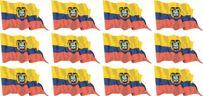 Produktbild von Mini Aufkleber Set - Pack wehend - 50x31mm - selbstklebender Sticker - Fahne - Ecuador - Flagge / Banner / Standarte fürs Auto, Büro, zu Hause und die Schule - 12 Stück