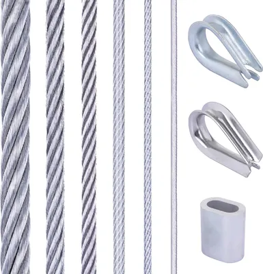 Produktbild von Seilwerk STANKE Rankhilfe Gardinenseil Geländer Diebstahlschutz Drahtseil verzinkt 3m 6x19 8mm, 4x Pressklemme
