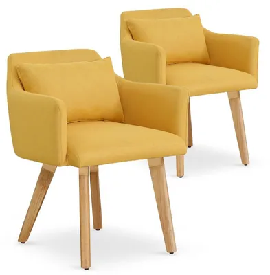 Image de MENZZO Lot de 2 fauteuils scandinaves Gybson Tissu Jaune
