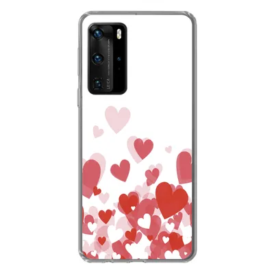 Produktbild von MuchoWow® Handyhülle Schutzhülle Hülle für Huawei P40 Pro Eine Illustration eines Regens der Herzen Silikon Softcase Handy Hülle - Schutz