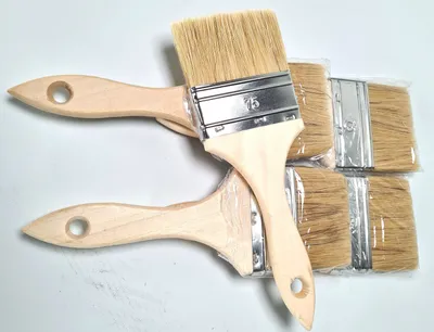 Imagen del producto de 5 pinceles planos para pintura con mango corto de madera (70 mm), con cerdas naturales, ideales para pintar y barnizar