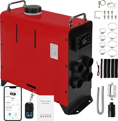 Obrázok produktu pre Peviasot, dieselový stojanový ohrievač 8 kW, 12V/24V, s Bluetooth, 4 výstupmi vzduchu, LCD displejom a diaľkovým ovládaním, 5-litrový, všestranný ohrievač vzduchu pre obytné prívesy a nákladné vozidlá, červený