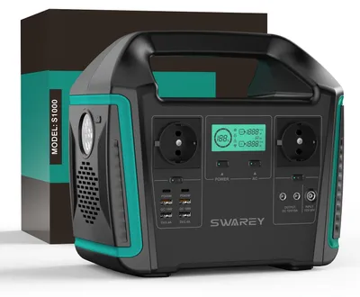 Zdjęcie produktu dla Przenośna stacja zasilania, pojemność 725,76 Wh, moc 1000 W, fala sinusoidalna, port USB-C, idealna do campingów, podróży i jako źródło zasilania awaryjnego