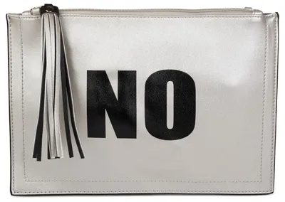 Productafbeelding van styleBREAKER clutch met "JA" en "NEE" print, kwast aan de rits, handlus en schouderband, damesmodel 02012078