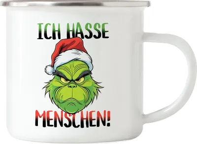 Produktbild von Ich Hasse Menschen Emaille-Tasse silber Anti Weihnachten Ich hasse Weihnachten Mi Mi Mi Halts Maul