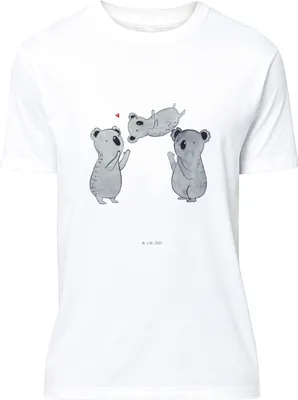 Produktbild von Mr. & Mrs. Panda S T-Shirt Koalas Feiern - Weiß - Geschenk, oberteil, Party, Jersey-Shirt, Geburtstag, Herz, Happy Birthday, Tshirt, mit Motiv