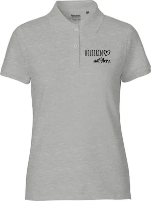 Produktbild von Huuraa Damen Polo Shirt Herferin mit Herz XL Sport Grey Bio Baumwolle Fairtrade Poloshirt Geschenkidee