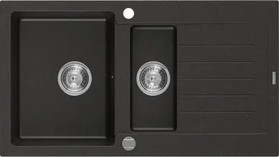 Immagine prodotto di Mexen Matias lavello in granito a 1,5 vasche con scolapiatti 900 x 505 mm, nero/oro metallizzato, sifone cromato - 6502901505-75