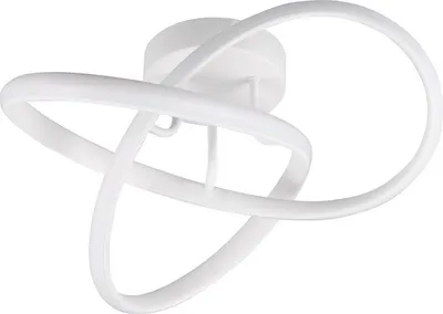 A white LED ceiling light with a modern, abstract design.