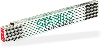 Produktbild von Meterstab Zollstock Metermaß 2 m 200 cm Stabilo Logo weiß grün