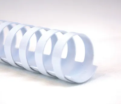 Imagen del producto de GBC 4028195: Lomo espiral de plástico, formato A4, 10 mm/65 hojas, color blanco, paquete de 100 unidades
