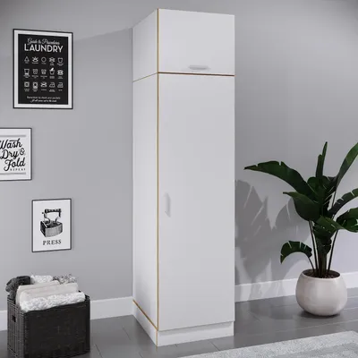 Produktbild von VCM Mehrzweck-Wäscheschrank , schmaler Stauraumschrank mit 4 Fächern & 2 Drehtüren, Maße Haushaltsregal H. 200 x B. 50 x T. 60 cm, Küchenschrank Rislo BD XXL