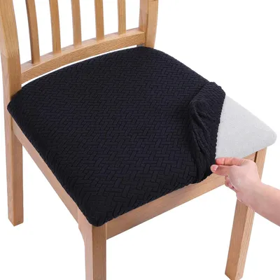 Produktbild von Famanu Stuhlhülle Stretch für Esszimmerstühle - Schwarz, Set von 4