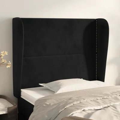 Produktbild von vidaXL Kopfteil mit Ohren Schwarz 83x23x118/128 cm Samt