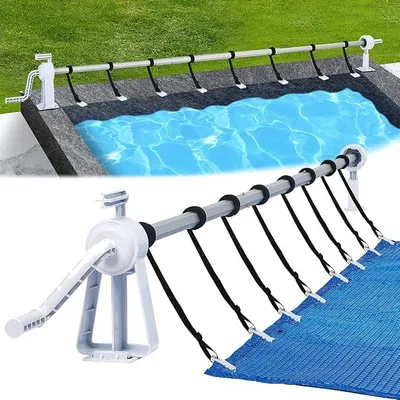 Produktbild von Aufrollsystem 1,05m - 6,15m Pool Aufroller für Poolfolie Mobiles Aufrollvorrichtung inkl. 8 Clips Poolaufroller für Poolplane & Abdeckung, Typ-B
