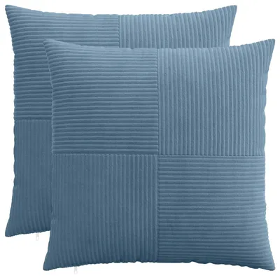 Image de vidaXL Housse de coussin 2 pièces, modèle ALMELO, bleu, 80 x 80 cm, en corde