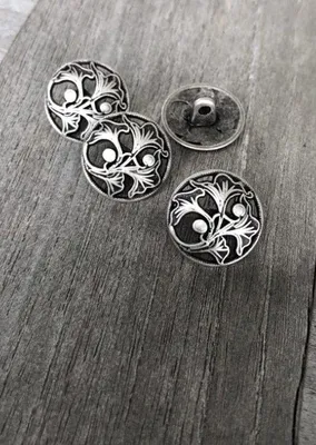 Image de Boutons métalliques argentés à œillets, 15 mm ou 18 mm