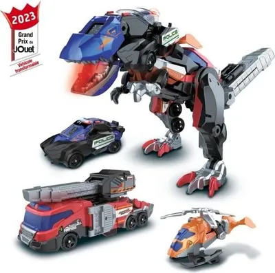 Obrázek produktu pro VTECH Switch & Go Combo Mega T-Rex SOS, stavebnice 3 v 1, policejní auto, vrtulník, hasičské auto, od 4 let