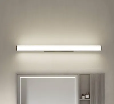 Produktbild von Lindby LED-Wandlampe Kirka, schwarz, Metall, IP44, 90cm, CCT